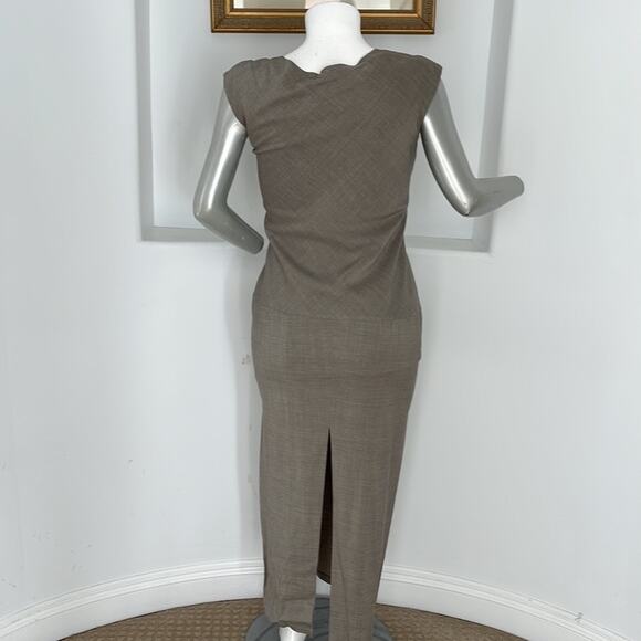 VINTAGE SARA STURGEON SLEEVELESS TAUPE MAXI DRESS SIZE 3 - Picture 2 of 11